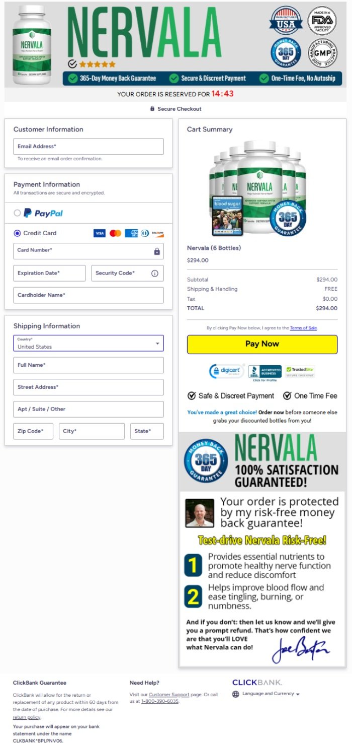 Nervala Official Website Secure Order Page